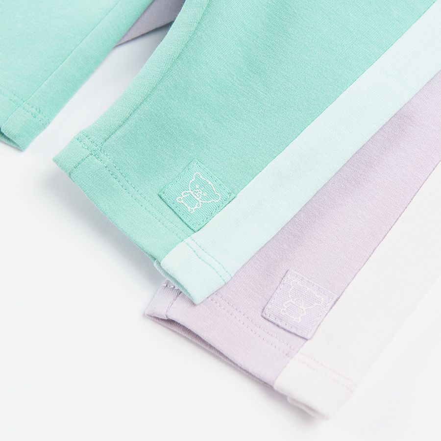 Violet and light green jeggings- 2 pack