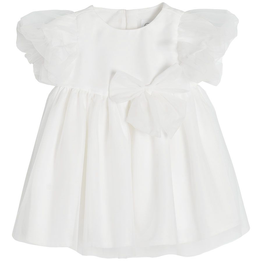 White short sleeve dress with bow