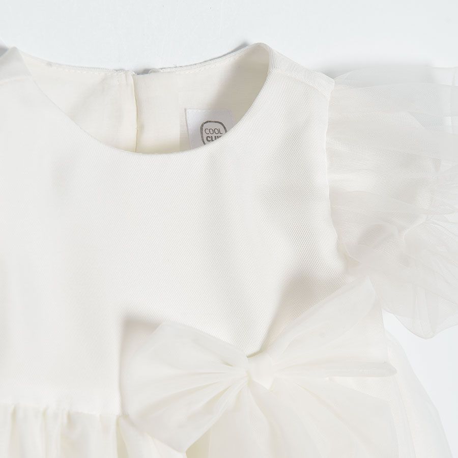 White short sleeve dress with bow