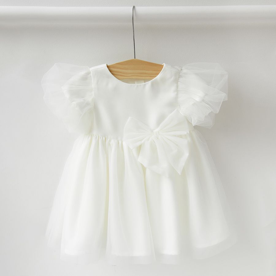 White short sleeve dress with bow