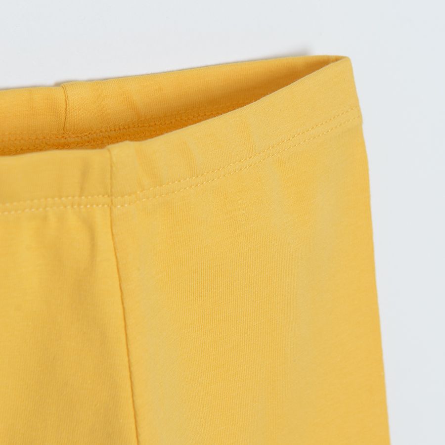 Brown and pink with daisies and yellow 3/4 leggings - 3 pack