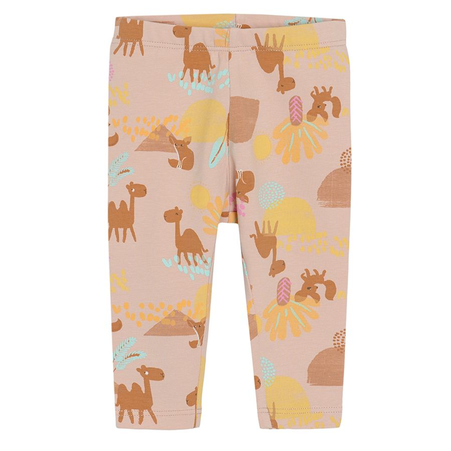 Pink with desert print and yellow leggings- 2 pack