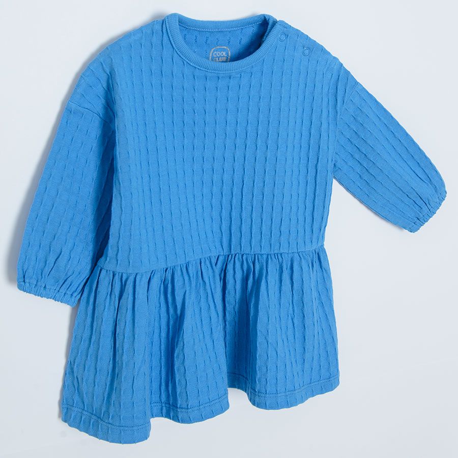 Blue casual 3/4 sleeves dress