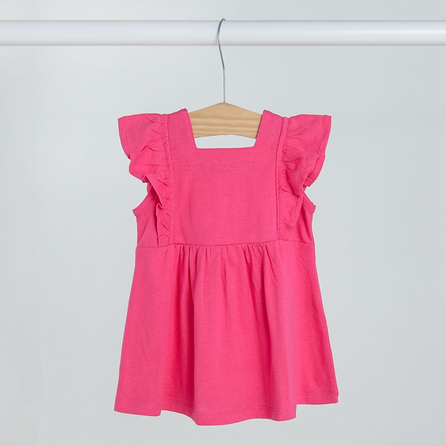 Φόρεμα 2 τμχ αμάνικα με βολάν ροζ και φλοράλ