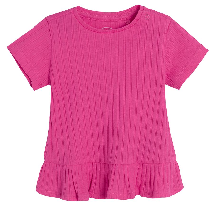 Light pink with jungle animals and fuschia short sleeve T-shirts - 2 pack