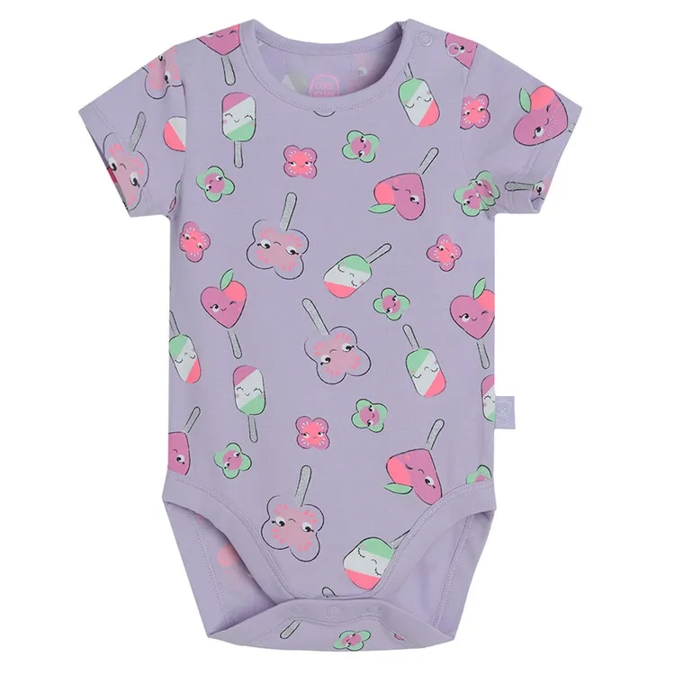 Lilac short sleeve bodysuit with ice-creams print