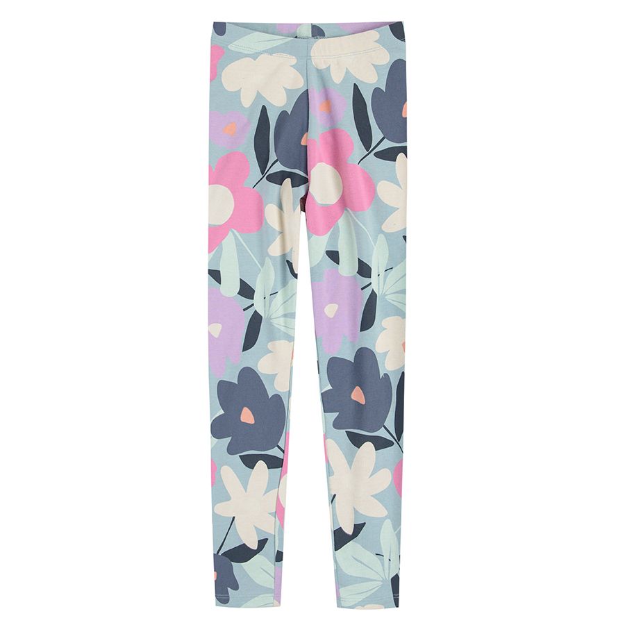 Blue floral leggings