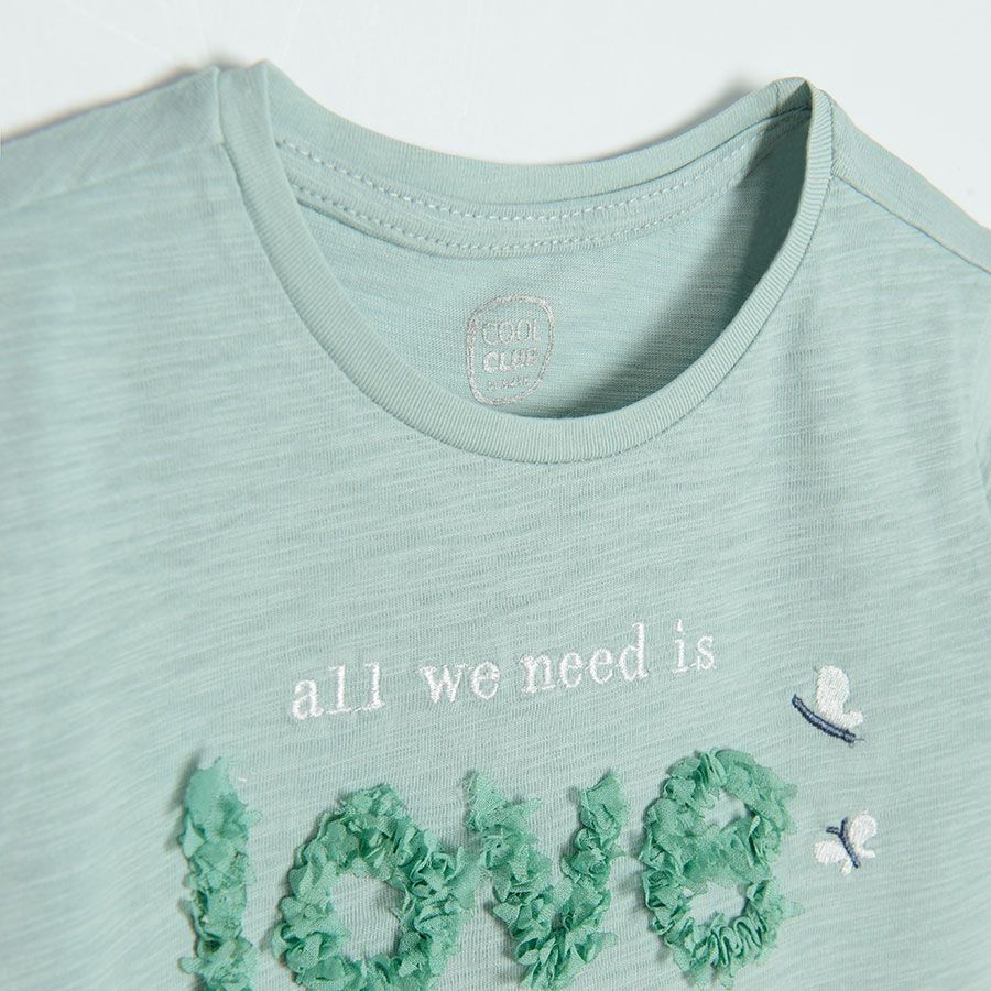 Light mint long sleeve T-shirt with Love print