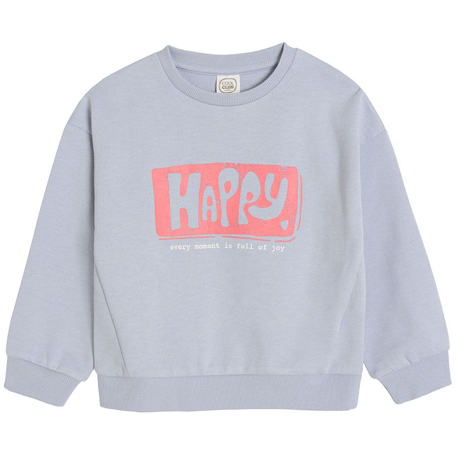 Gray seatshirt with Happy print