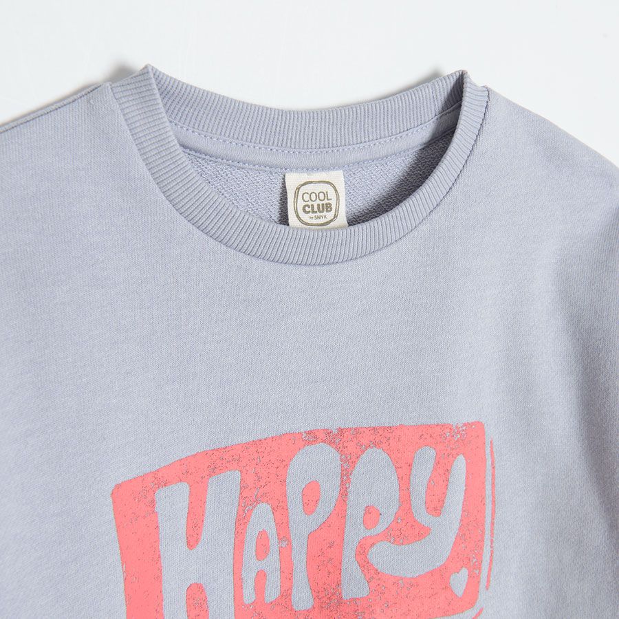 Gray seatshirt with Happy print