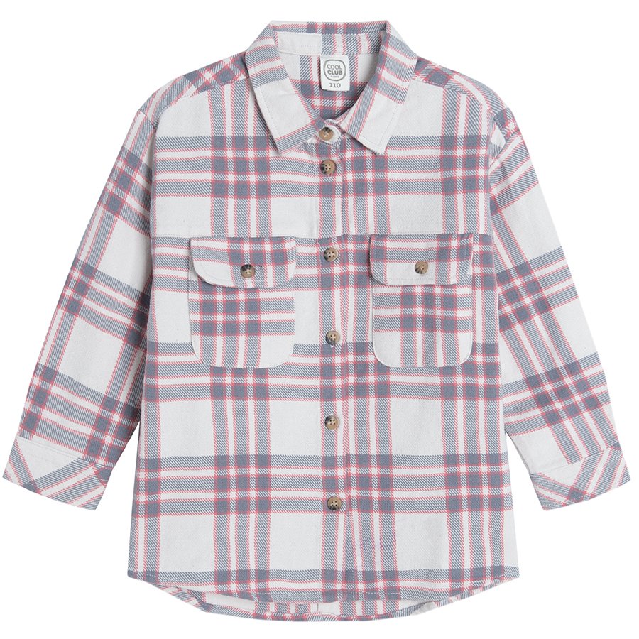 Checked white and purple shirt
