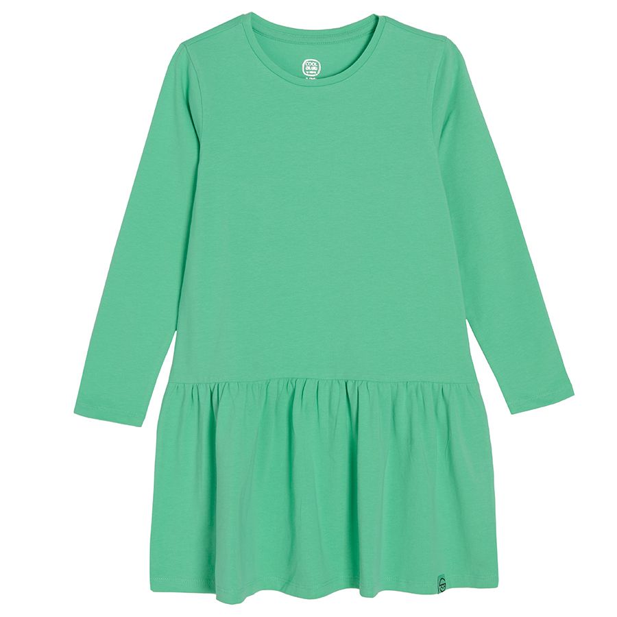 Green long sleeve dress with wide skirt