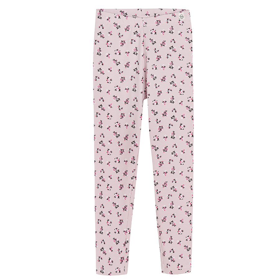 Grey light pink and coral floral leggings - 3 pack