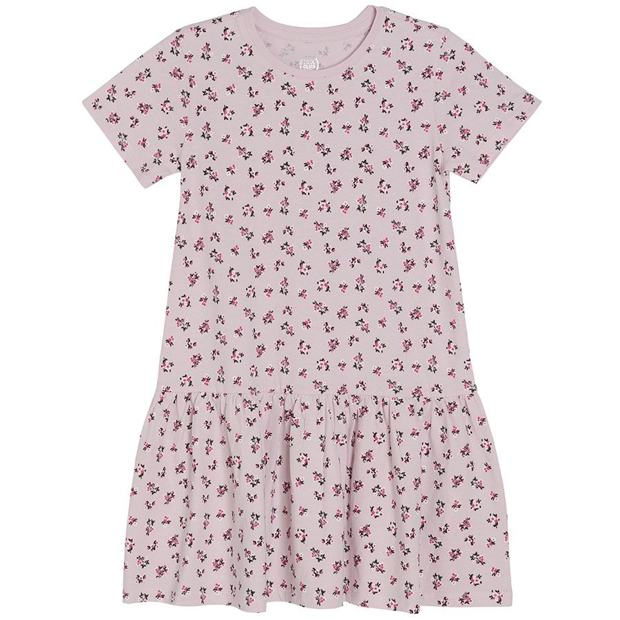 Pink floral and blue- grey short sleeve dresses - 2 pack