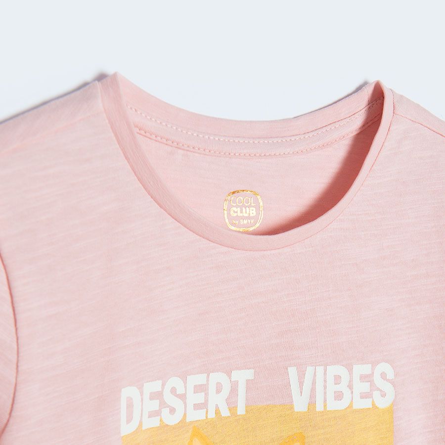 Μπλούζα κοντομάνικη ροζ με στάμπα desert vibes