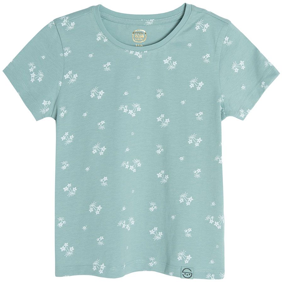 White with a camel olive with white prints and yellow with ruffle on the sleeves T-shirts - 3 pack
