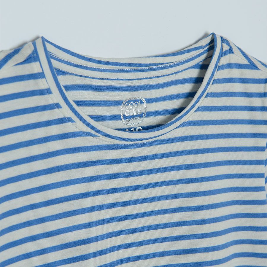 Blue with summer theme print and striped short sleeve T-shirts - 2 pack