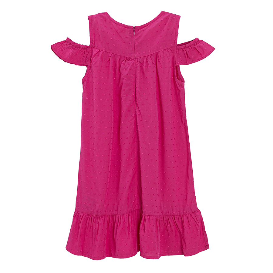 Fuchsia summer dress with cut out shoulders