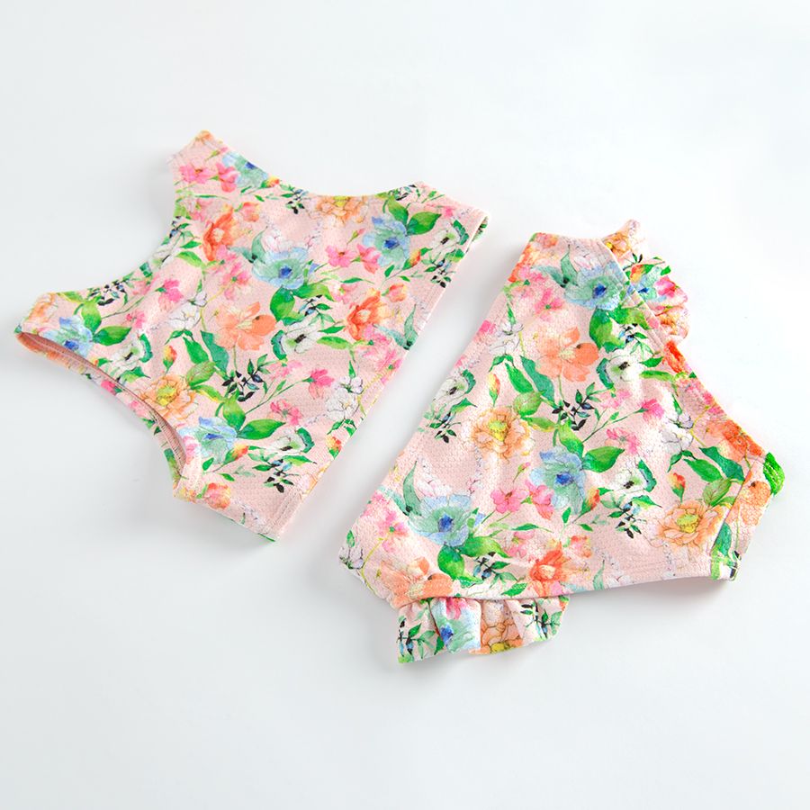 Floral bikini with earth colors - 2 pieces