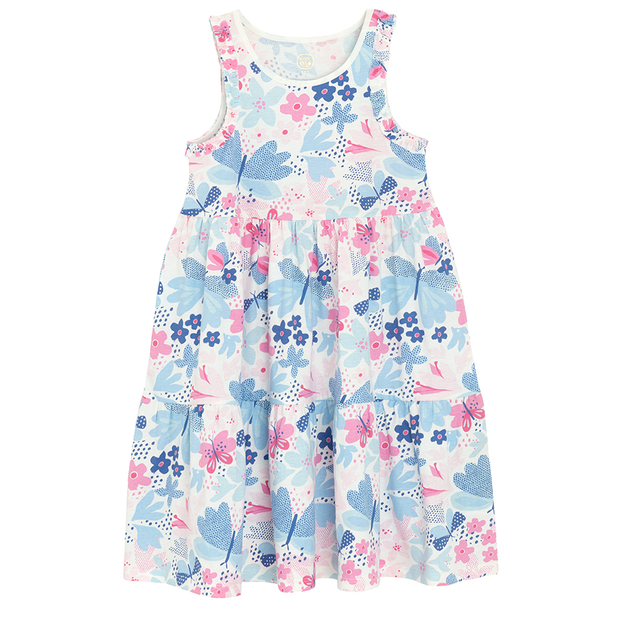 Light blue and floral sleeveless summer dresses- 2 pack