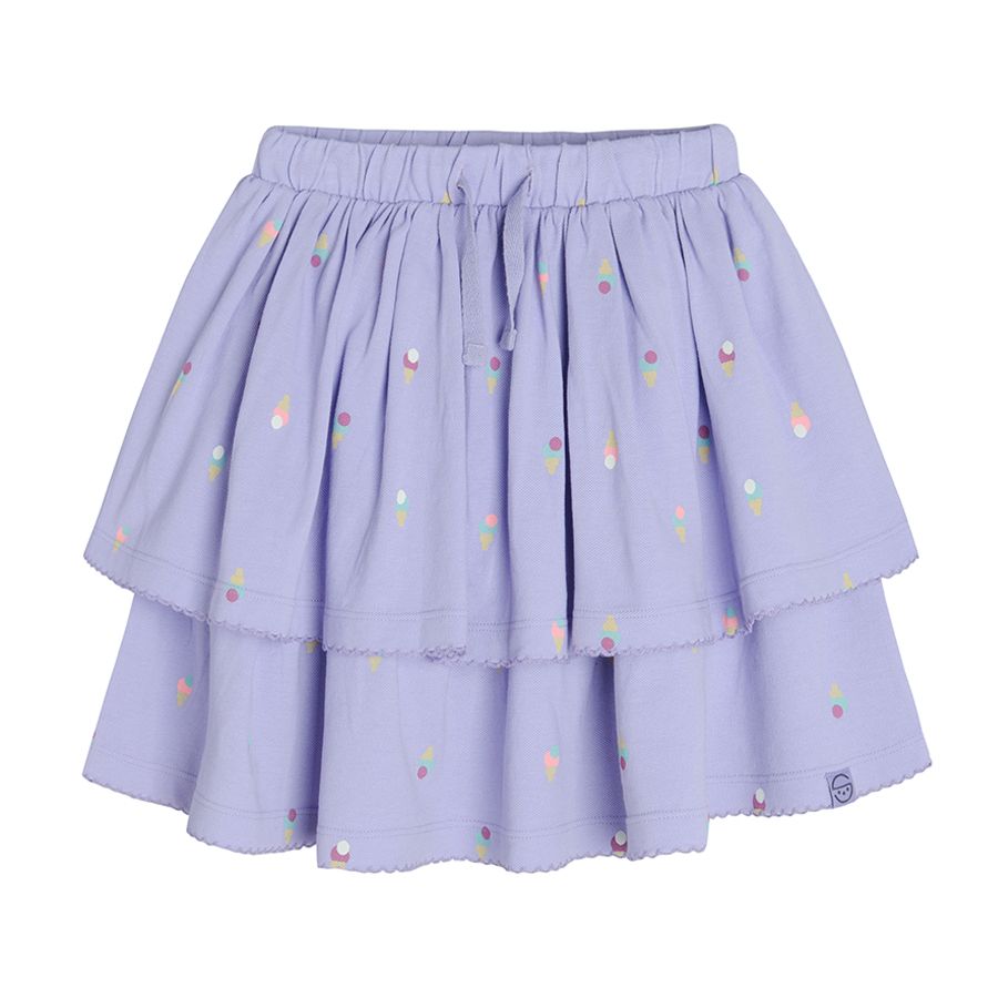 Yellow skirt with ice-creams print and ruffle