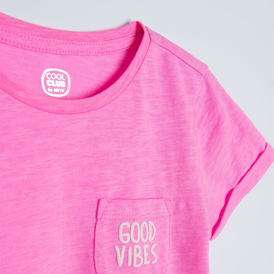 White violet pink short sleeve T-shirts with summer theme prints