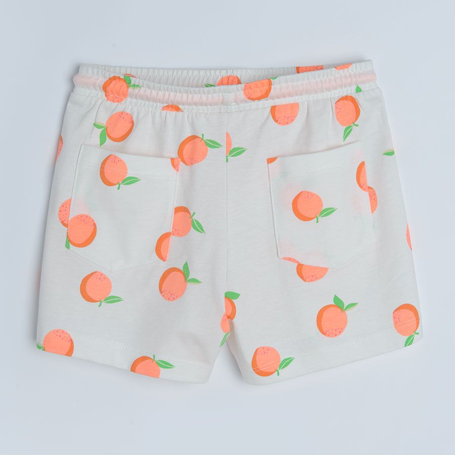 White shorts with oranges print and elastic waist