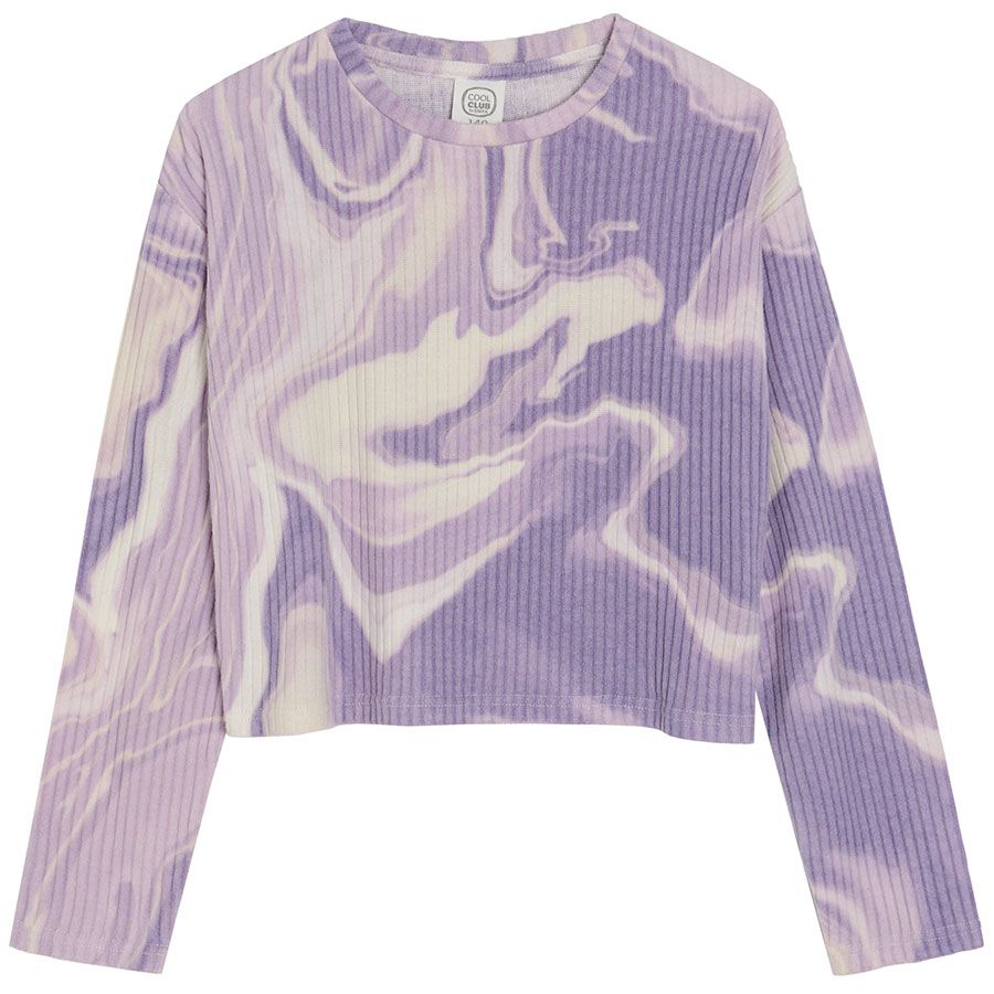 Μπλούζα μακρυμάνικη μωβ με εφέ tie dye