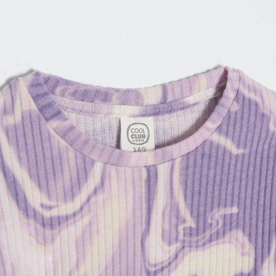 Μπλούζα μακρυμάνικη μωβ με εφέ tie dye