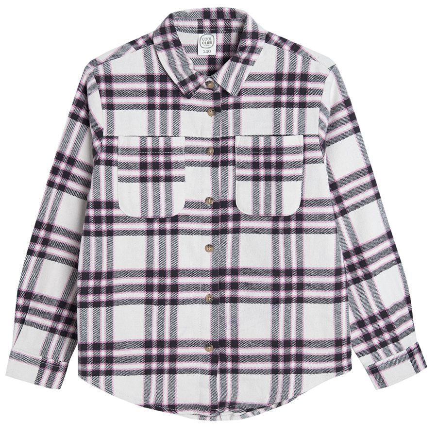 Checked long shirt shirt
