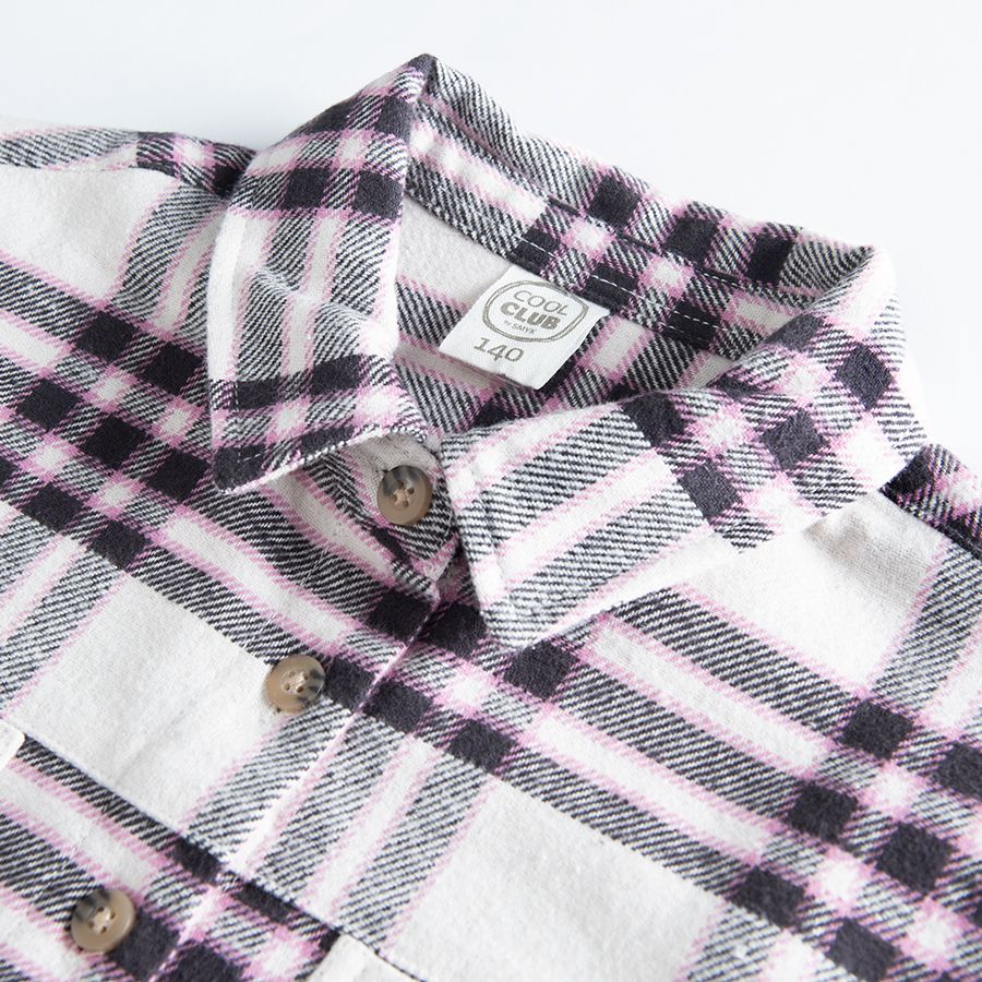 Checked long shirt shirt