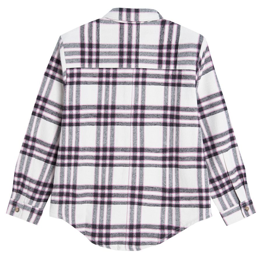 Checked long shirt shirt