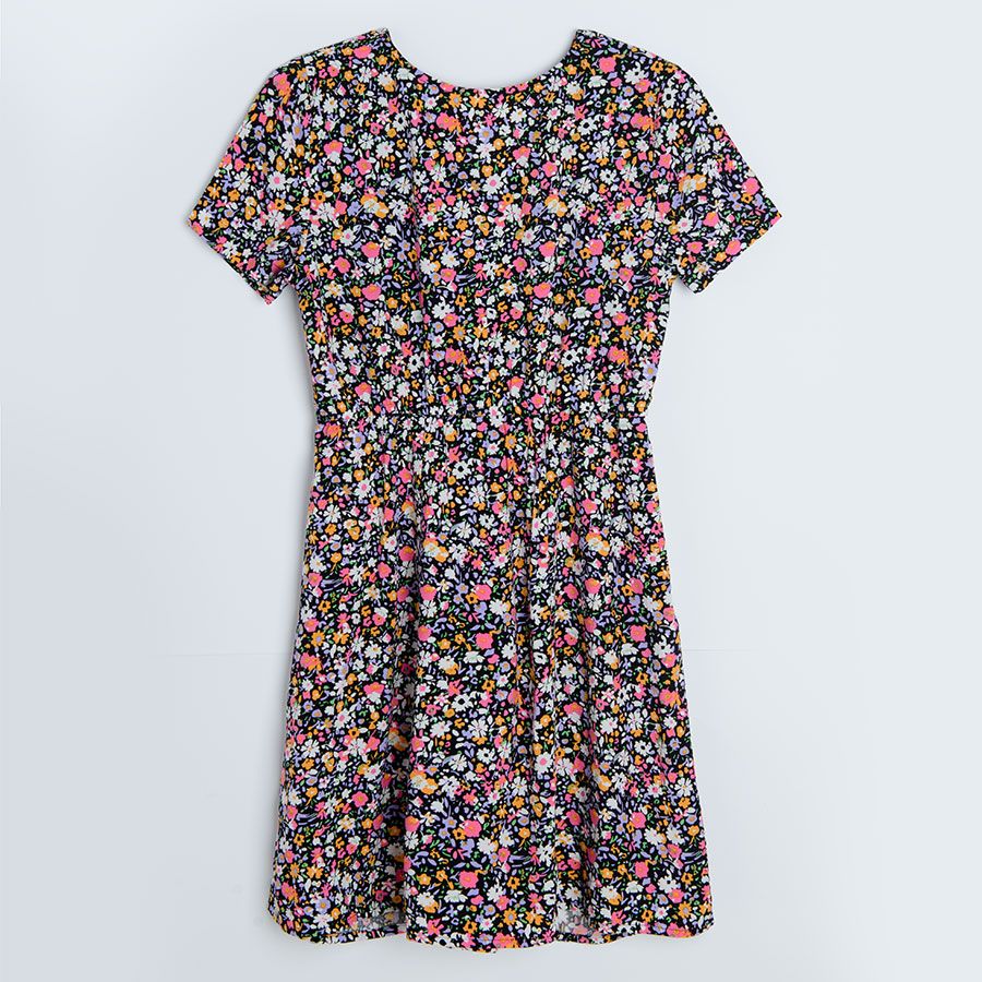 Nlack floral short sleeve summer dress