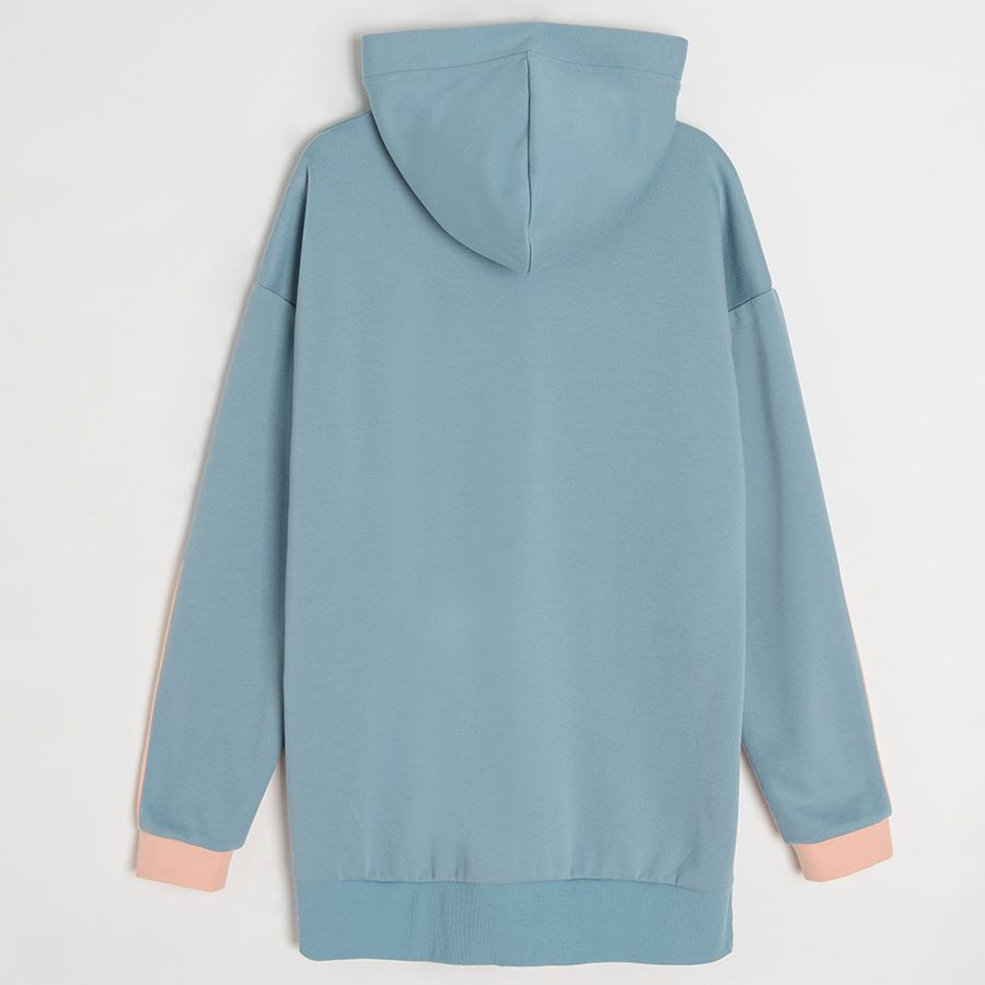 Blue hooded zip through sweatshirt