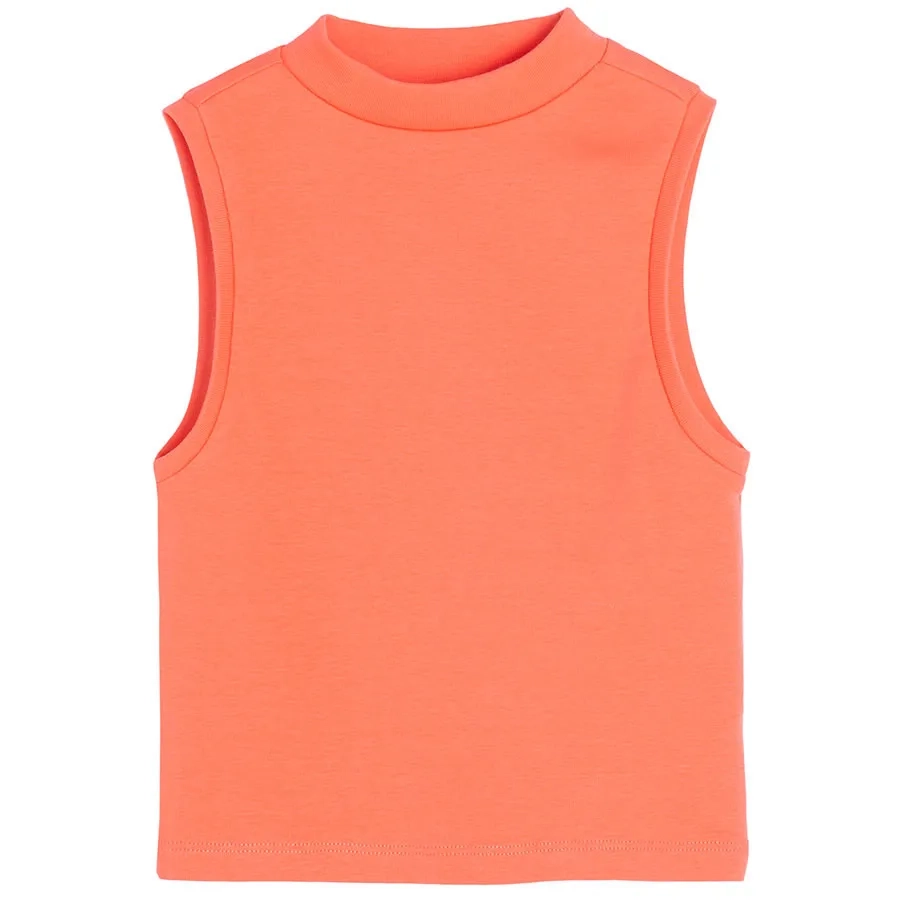 Coral sleeveless T-shirt