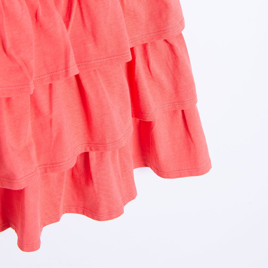 Pink summer short sleeve dress with ruffle skirt