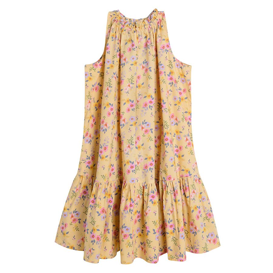 Peach floral sleeveless party summer dress