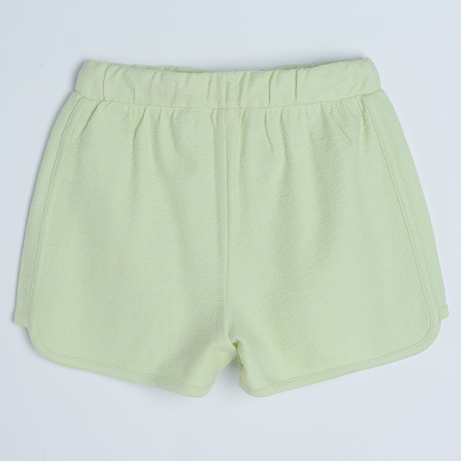 Light green shorts with adjustable waist