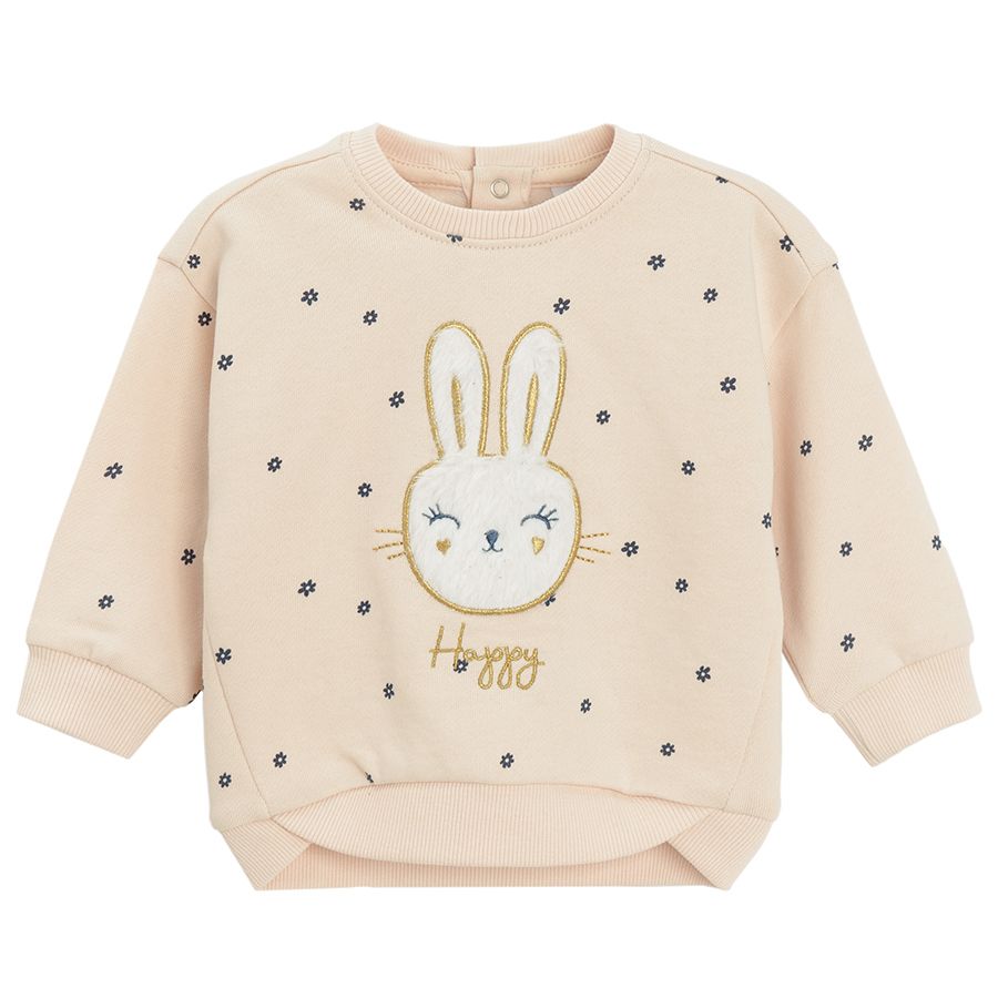 Ecru sweatshirt with bunny print