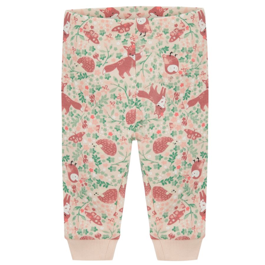 Pink floral and forest animals print leggings- 2 pack