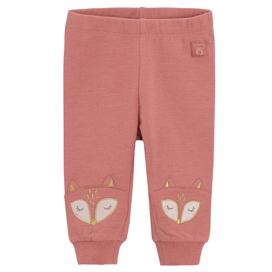 Pink floral and forest animals print leggings- 2 pack