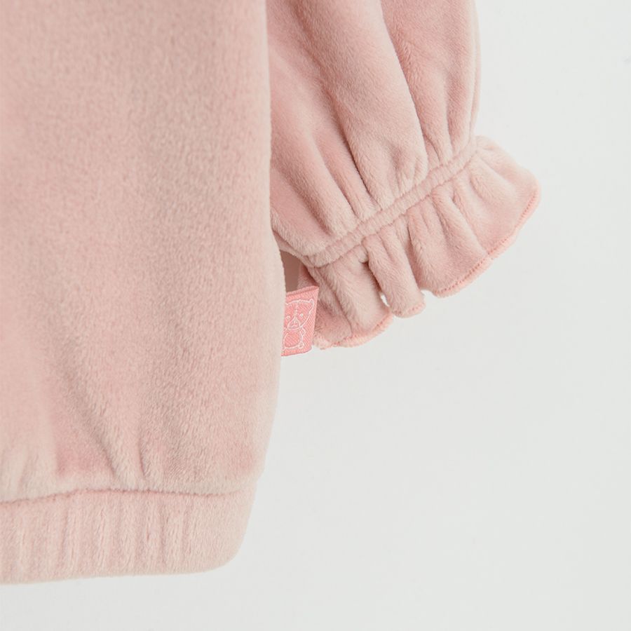 Dusty pink zip through hooded sweatshirt