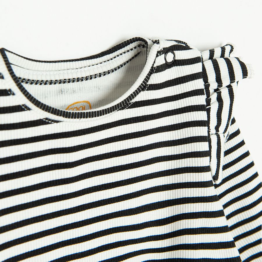 Black and white stripes long sleeve blouse