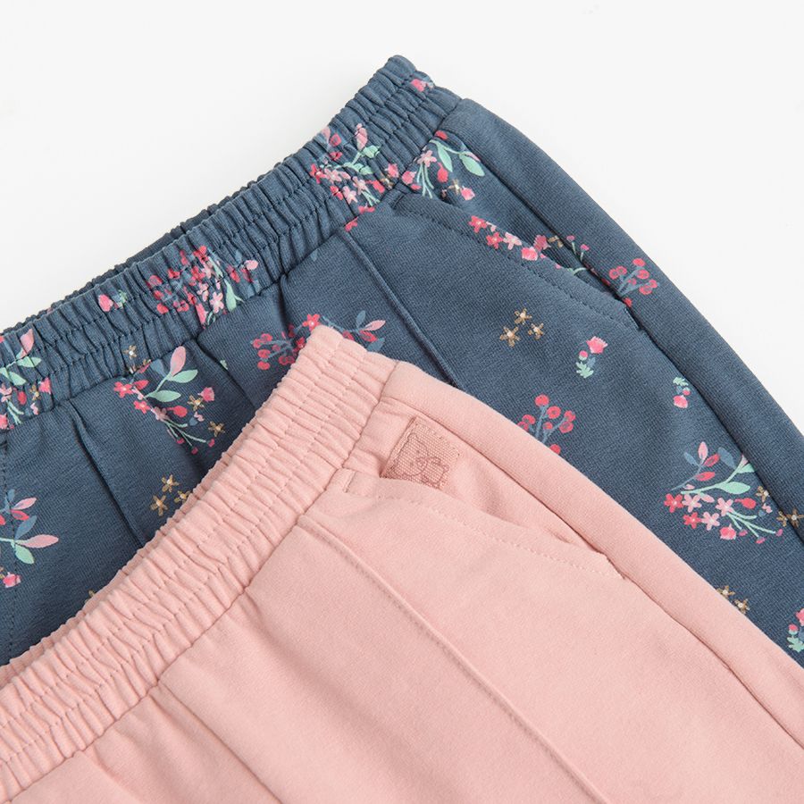 Dusty pink and blue floral jogging pants- 2 pack