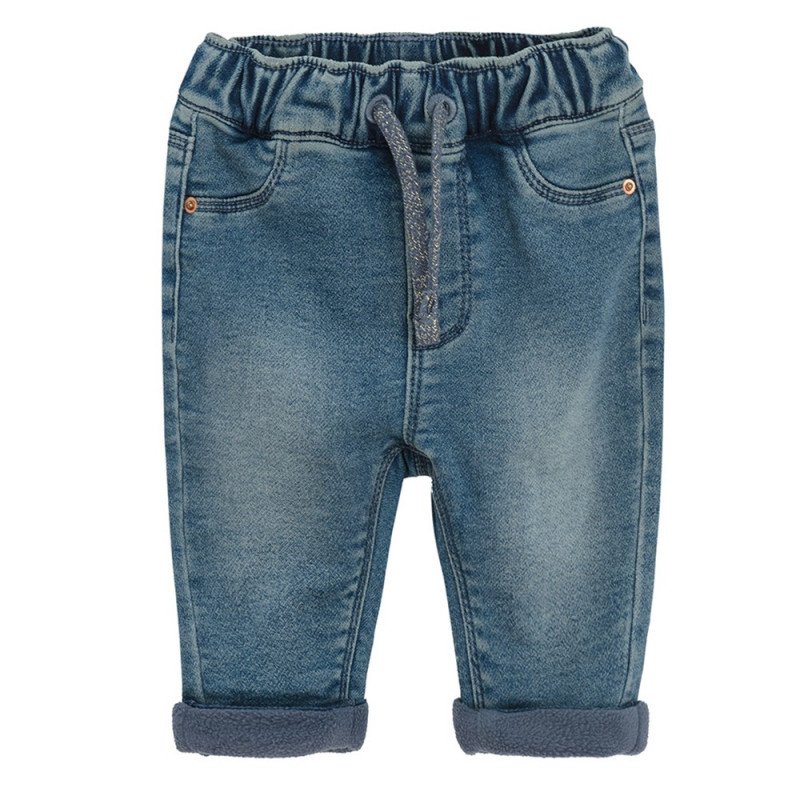 Denim trousers with fleece lining