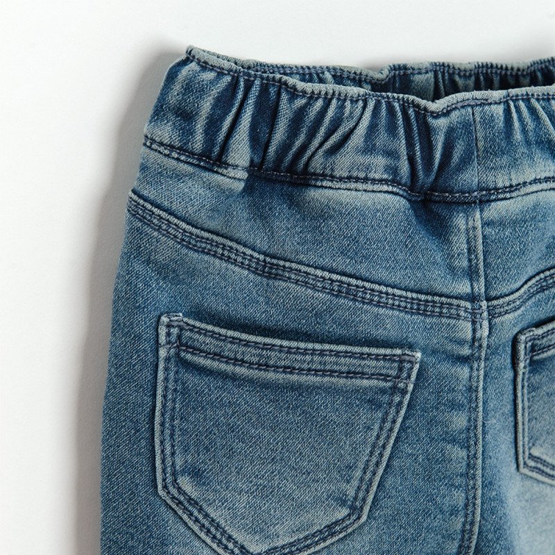 Denim trousers with fleece lining