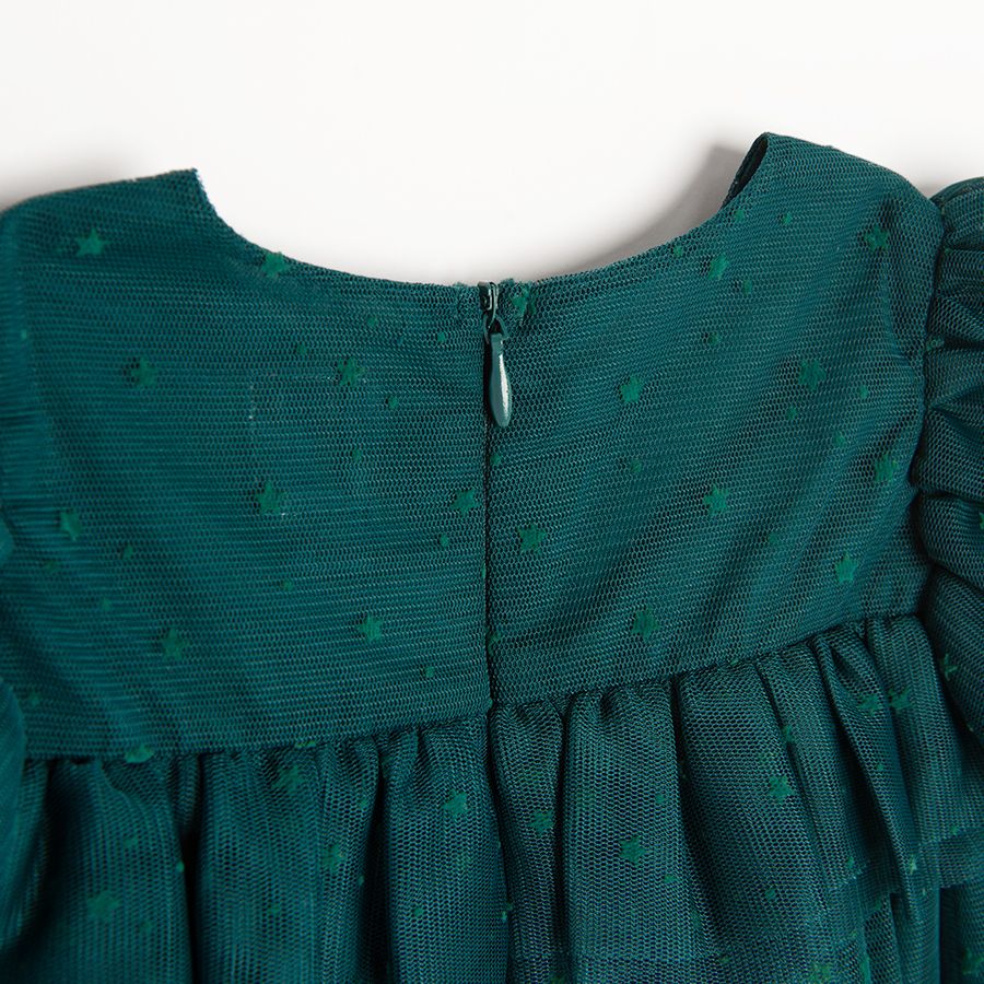 Green tullelong sleeve party dress
