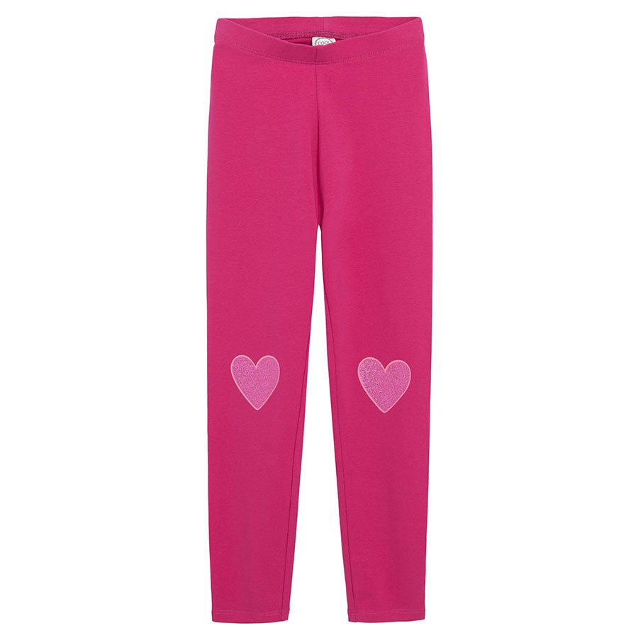 Fucshia leggings with hearts on the knees