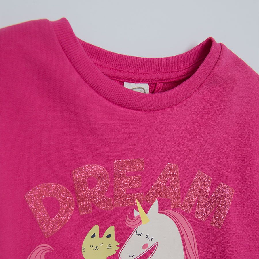 Pink sweatshirt with unicorn print