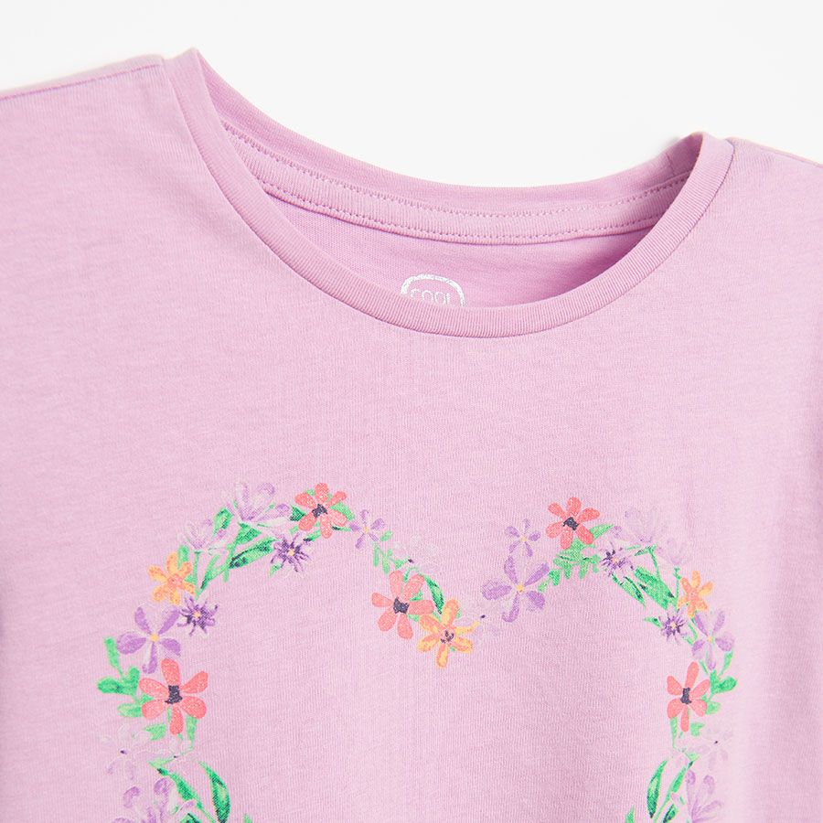 Floral and pink with floral heart long sleeve blouses- 2 pack